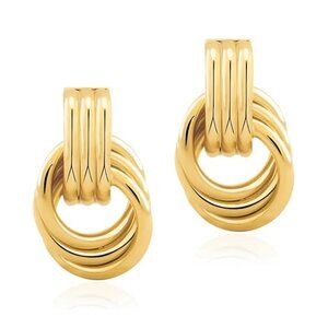 1Pair Women Stainless Steel Knot Design Chunky Earring